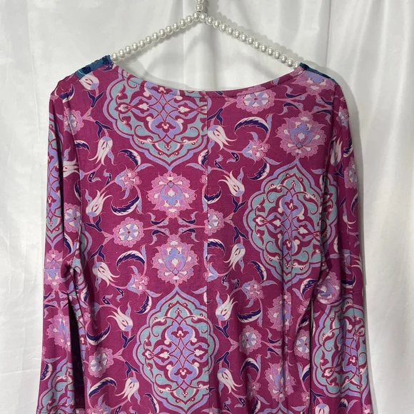 Soft Surroundings Tunic Top Large Pink Blue Floral Paisley Boho Embroidered S - Picture 8 of 14